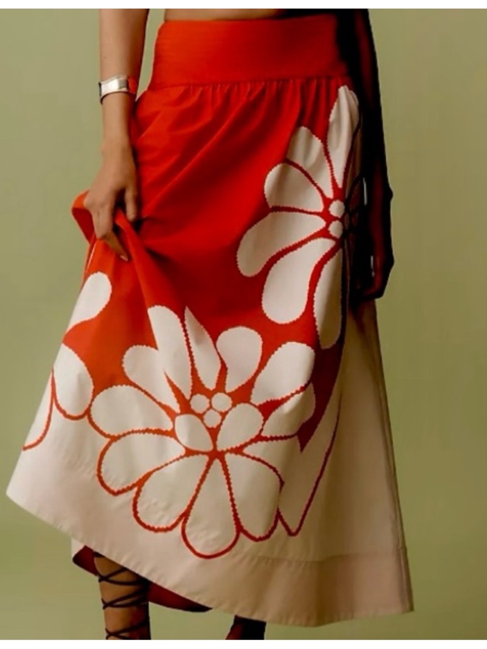 NWT Farm Rio Large Flower print  Poplin
Midi Skirt, L